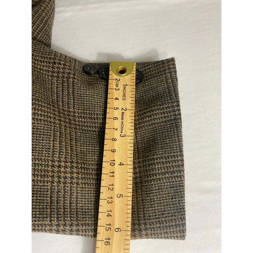 Joseph & Feiss Sport Coat Mens 44R Brown 100 % Excellent Lambswool Plaid Blazer